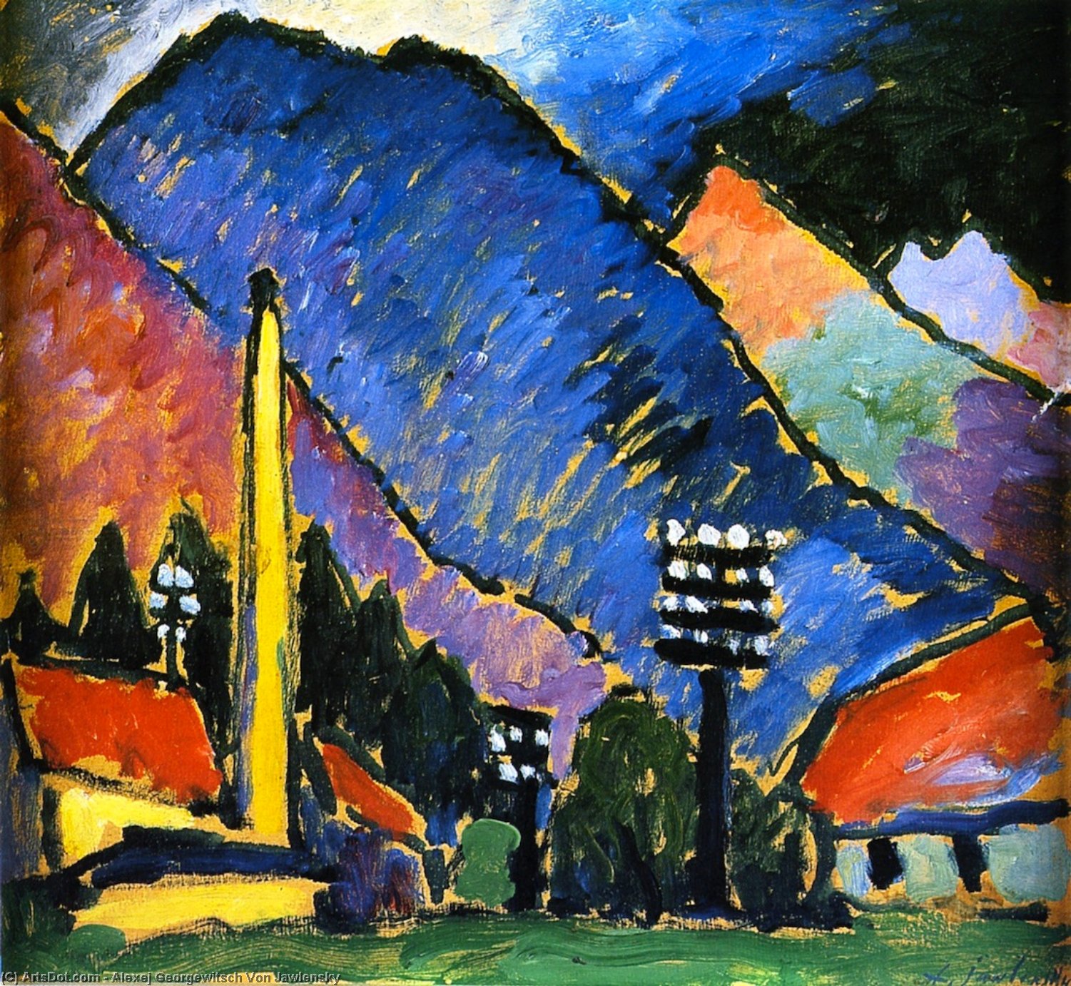 Wikioo.org - The Encyclopedia of Fine Arts - Painting, Artwork by Alexej Georgewitsch Von Jawlensky - Factory in the Mountains