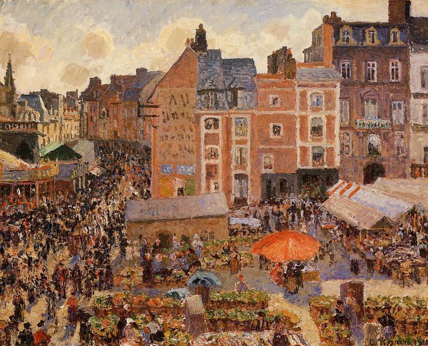 Wikioo.org - The Encyclopedia of Fine Arts - Painting, Artwork by Camille Pissarro - The Fair, Dieppe: Sunny Afternoon