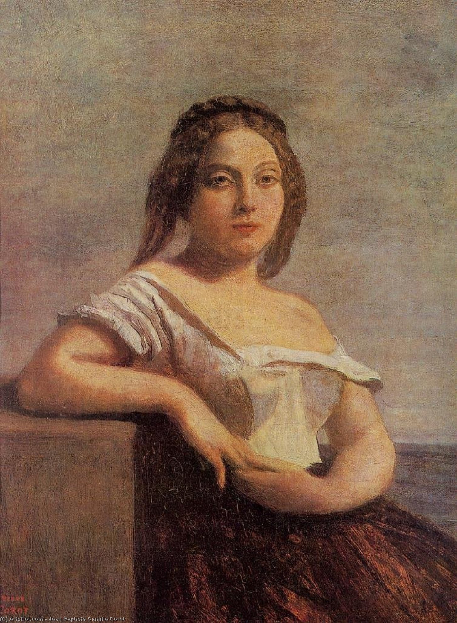 Wikioo.org - The Encyclopedia of Fine Arts - Painting, Artwork by Jean Baptiste Camille Corot - The Fair Maid of Gascony (also known as The Blond Gascon)