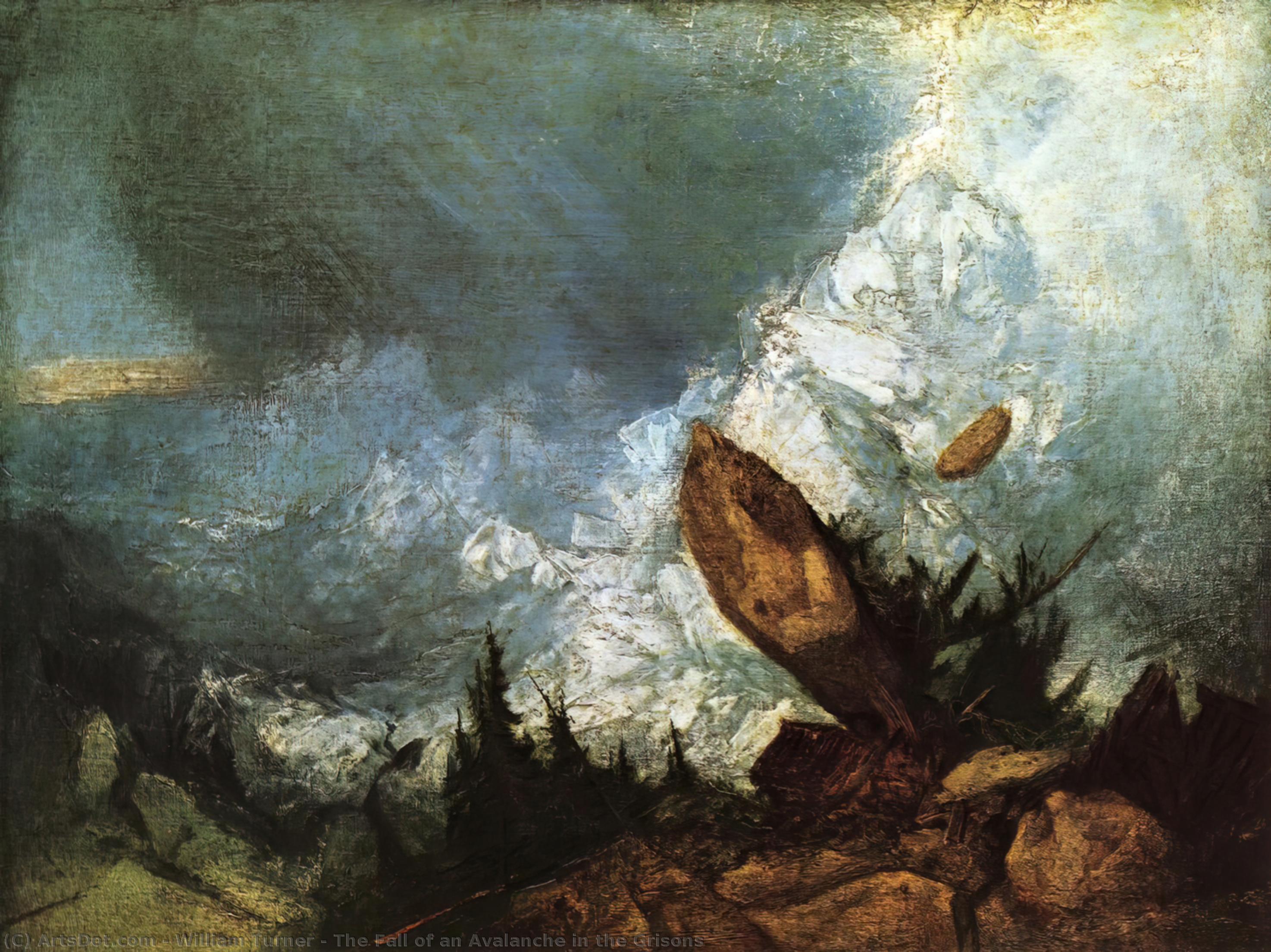 Wikioo.org - The Encyclopedia of Fine Arts - Painting, Artwork by William Turner - The Fall of an Avalanche in the Grisons