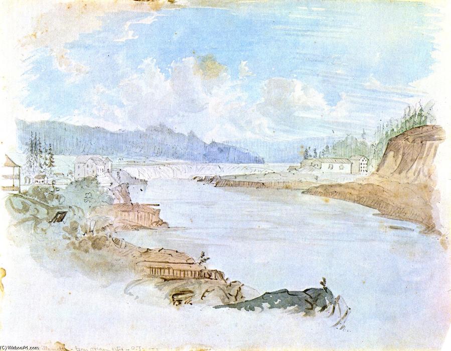 Wikioo.org - The Encyclopedia of Fine Arts - Painting, Artwork by James Madison Alden - Falls of the Willamette from Oregon City, Oregon Territory