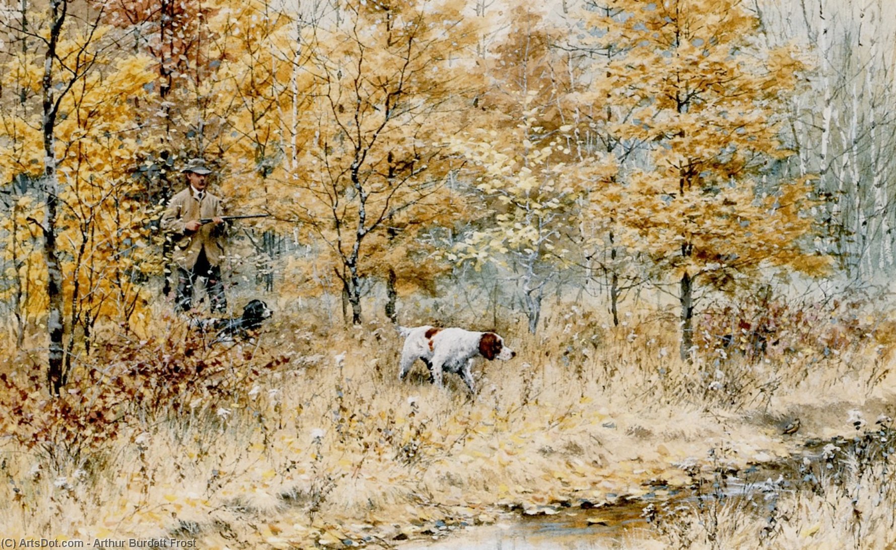 Wikioo.org - The Encyclopedia of Fine Arts - Painting, Artwork by Arthur Burdett Frost - Fall Woodcock Shooting