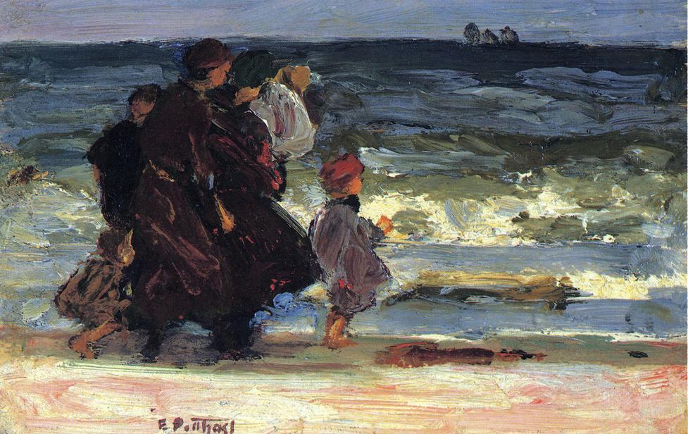 Wikioo.org - The Encyclopedia of Fine Arts - Painting, Artwork by Edward Henry Potthast - A Family at the Beach