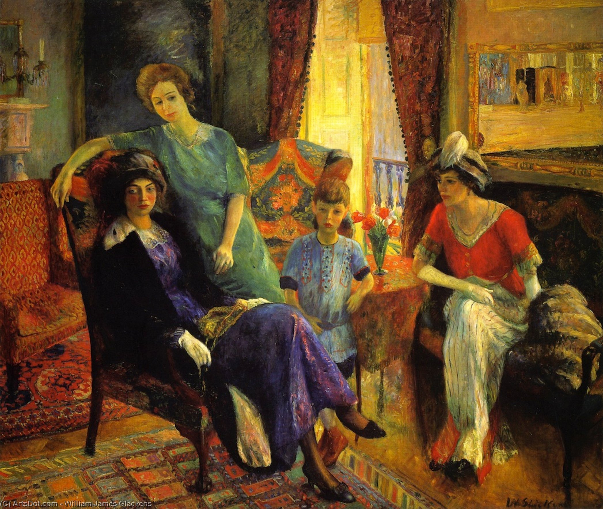WikiOO.org - Encyclopedia of Fine Arts - Maleri, Artwork William James Glackens - Family group