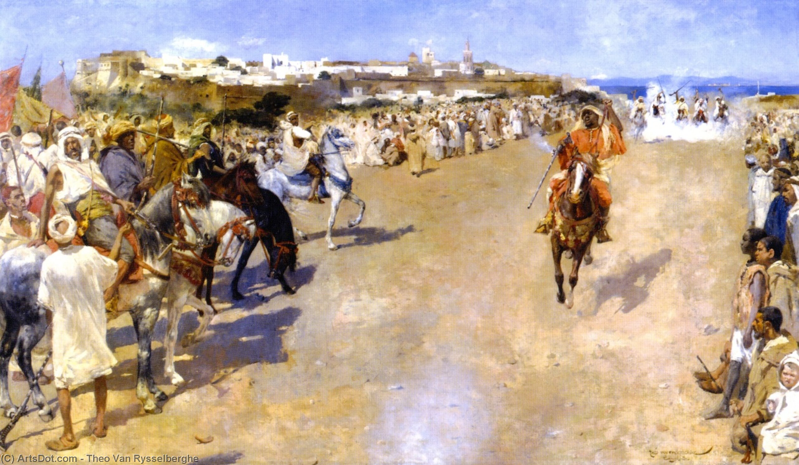 Wikioo.org - The Encyclopedia of Fine Arts - Painting, Artwork by Theo Van Rysselberghe - Fantasia: Gunpowder Games, Morocco (also known as Fantasia: jeux de la poudre, MarocTangiers)