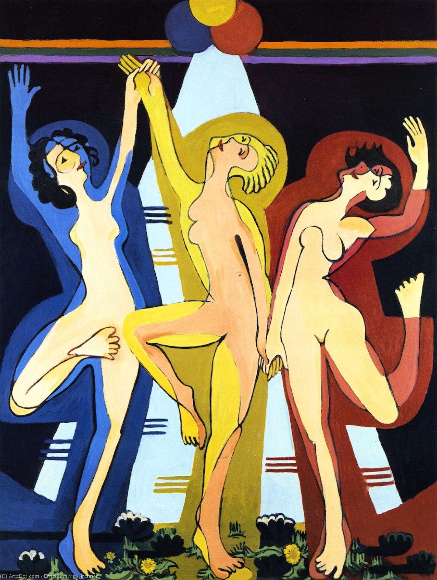 Wikioo.org - The Encyclopedia of Fine Arts - Painting, Artwork by Ernst Ludwig Kirchner - Farbentanz II