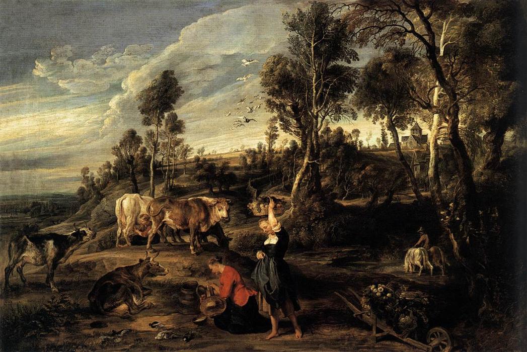 WikiOO.org - Encyclopedia of Fine Arts - Festés, Grafika Peter Paul Rubens - Farm at Laken