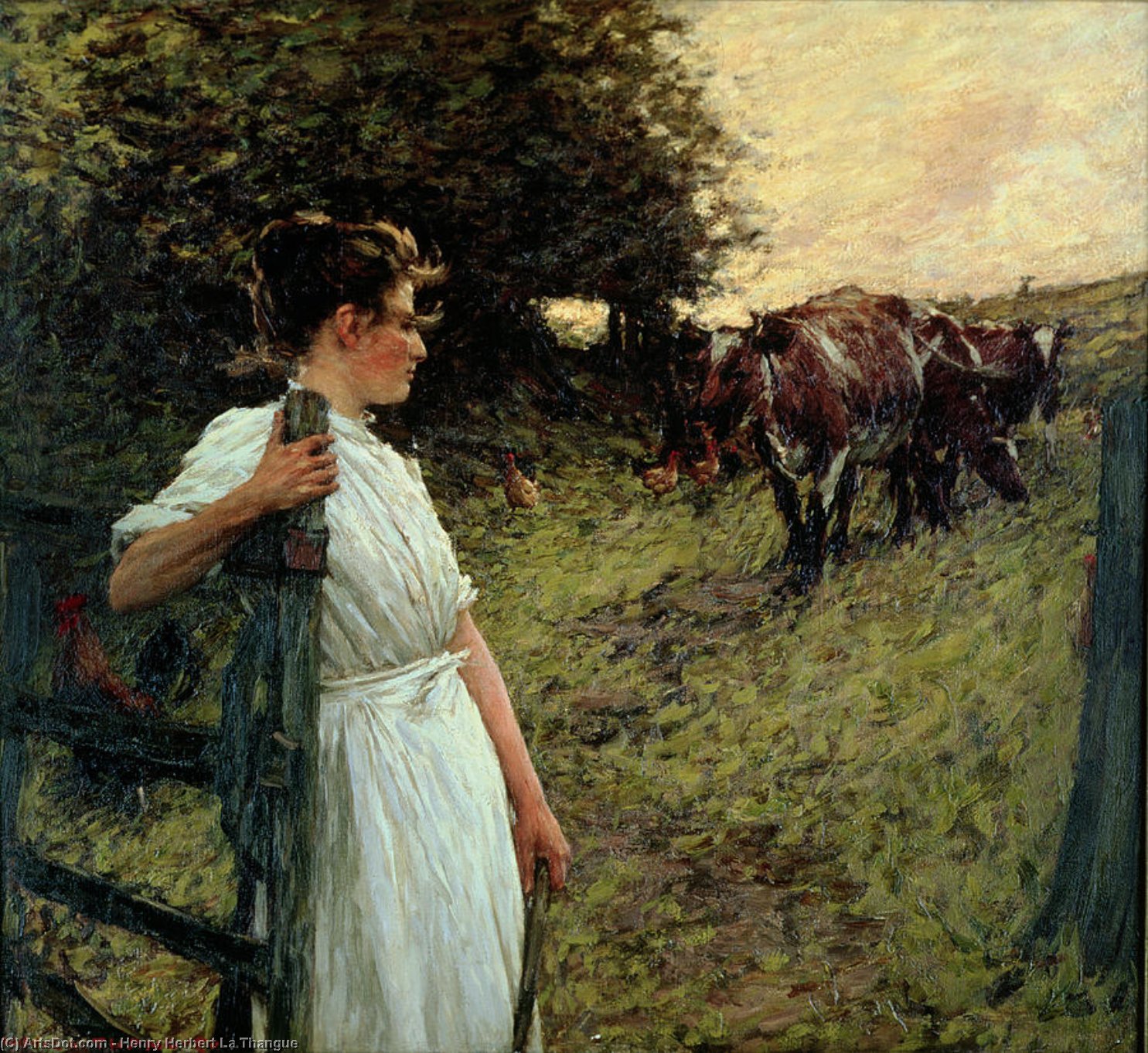 Wikioo.org - The Encyclopedia of Fine Arts - Painting, Artwork by Henry Herbert La Thangue - The Farmer's Daughter