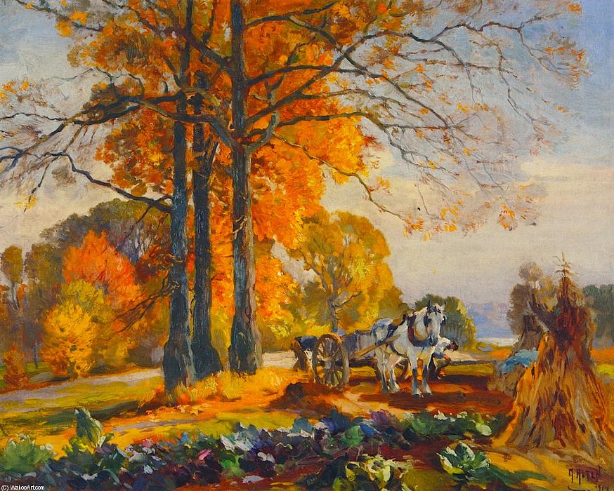 Wikoo.org - موسوعة الفنون الجميلة - اللوحة، العمل الفني Mathias Joseph Alten - Farmers with Horse Cart