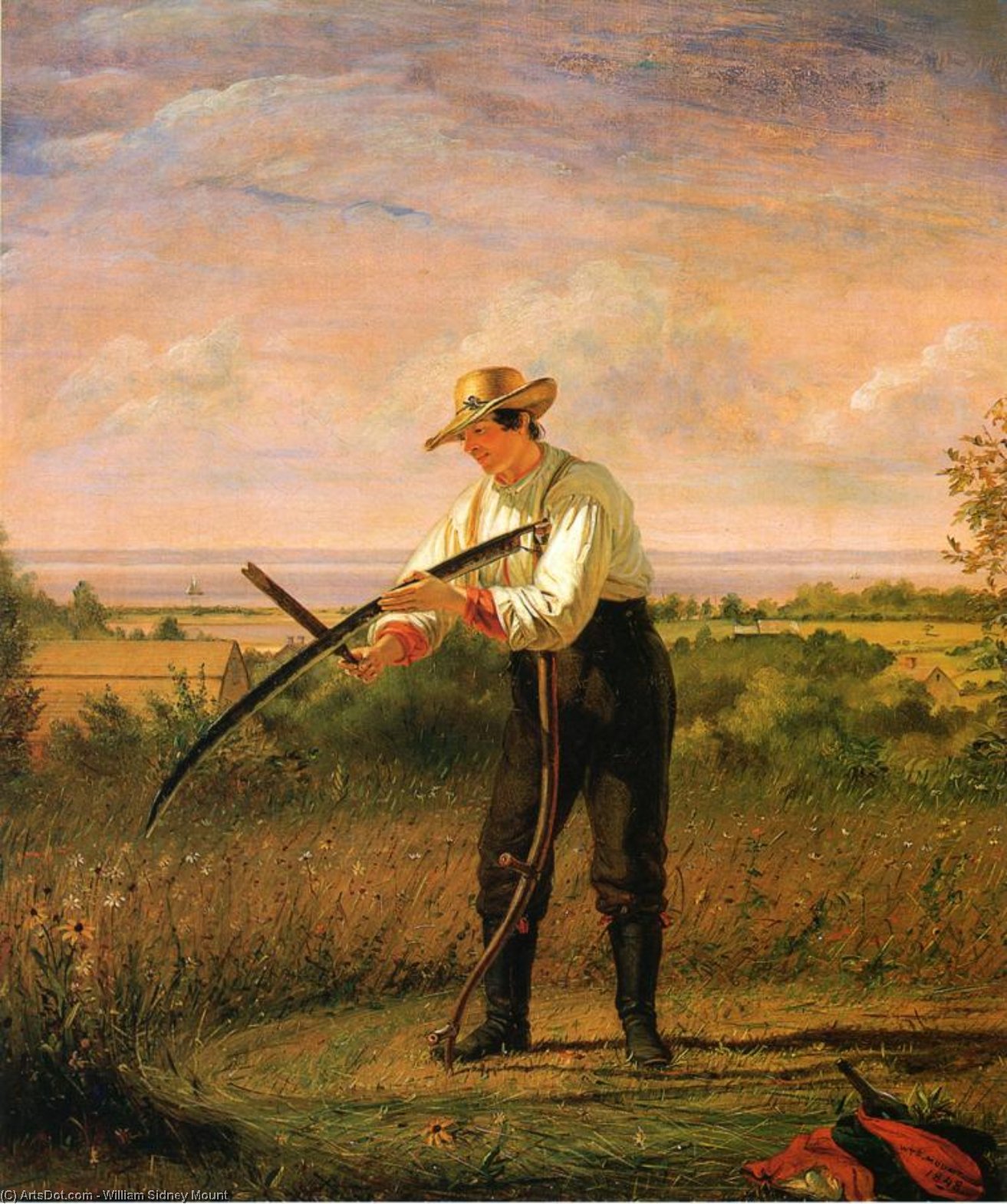 WikiOO.org - אנציקלופדיה לאמנויות יפות - ציור, יצירות אמנות William Sidney Mount - Farmer Whetting His Sythe