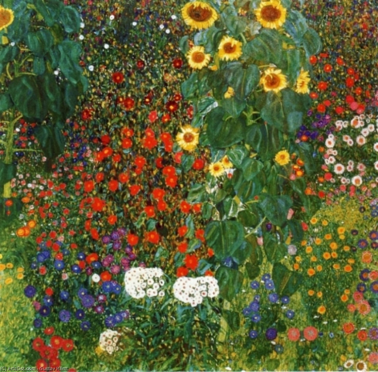 WikiOO.org - Encyclopedia of Fine Arts - Målning, konstverk Gustav Klimt - Farm Garden with Sunflowers
