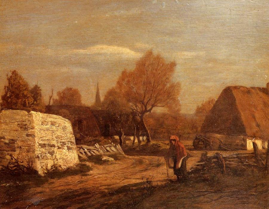 WikiOO.org - Encyclopedia of Fine Arts - Lukisan, Artwork Eugène Louis Boudin - Farm near Quimper