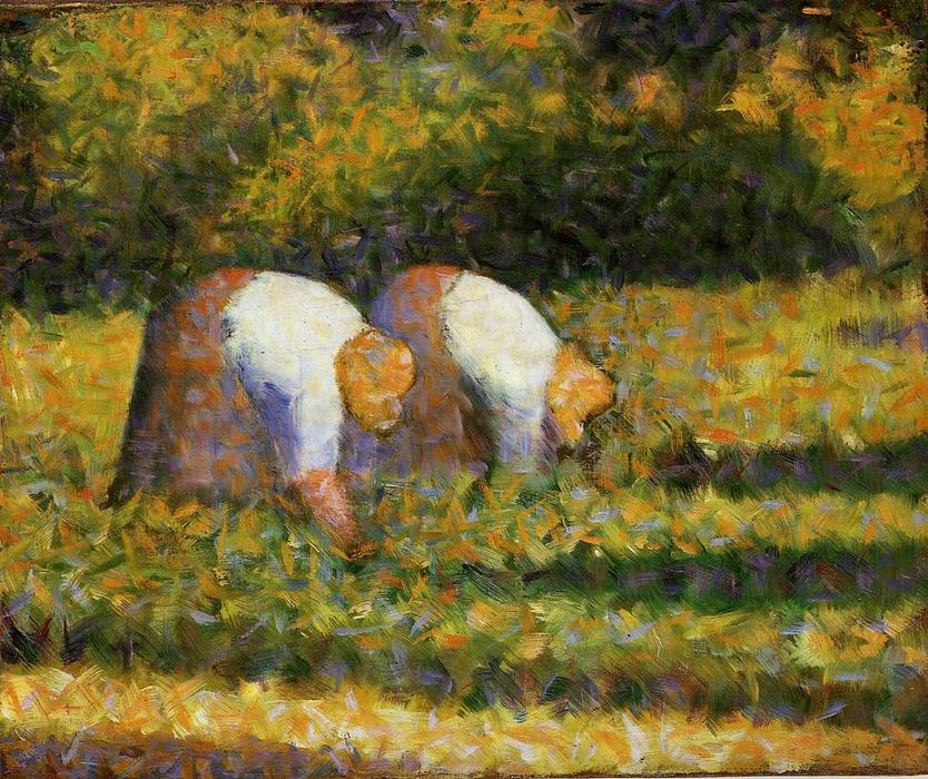 Wikioo.org – La Enciclopedia de las Bellas Artes - Pintura, Obras de arte de Georges Pierre Seurat - granja mujeres de los casos trabajo