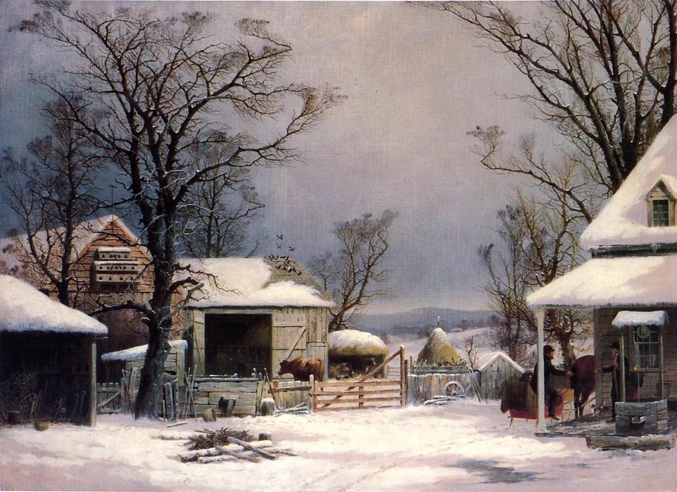 WikiOO.org - Enciklopedija dailės - Tapyba, meno kuriniai George Henry Durrie - Farmyard, Winter
