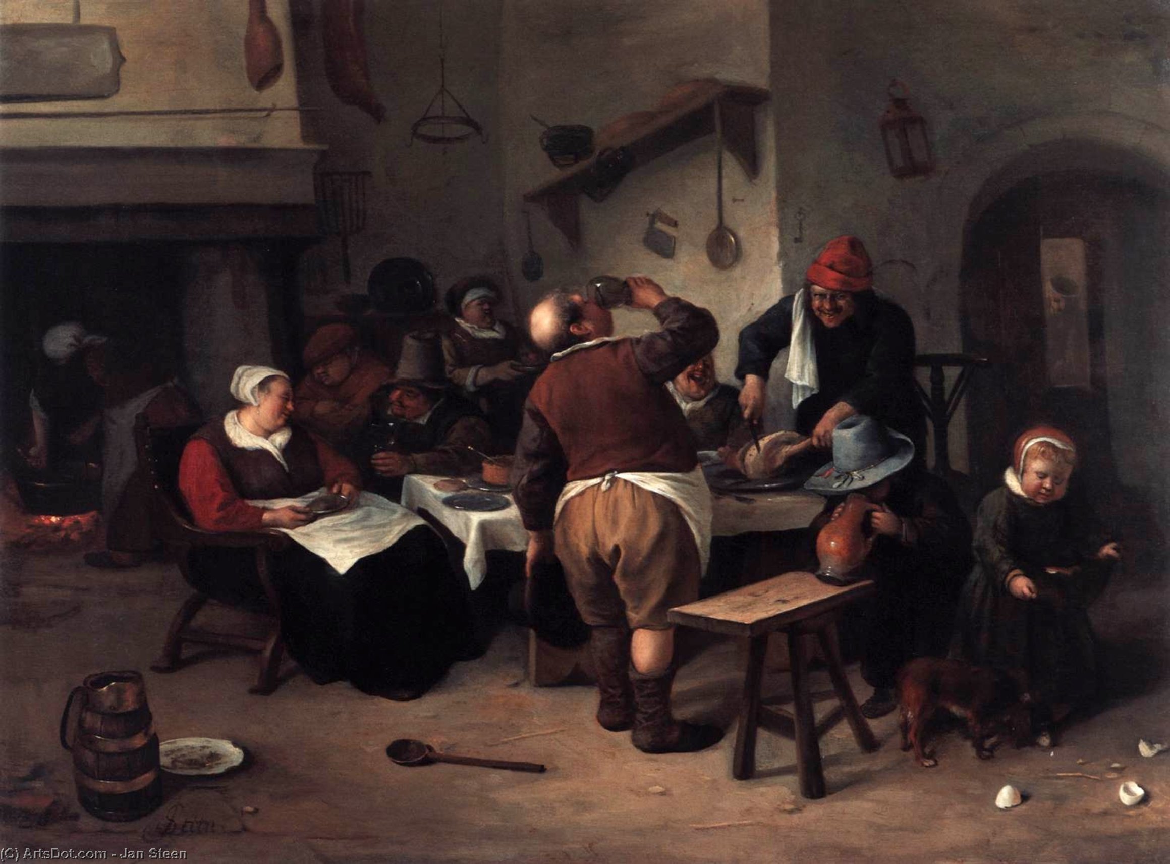 Wikioo.org - The Encyclopedia of Fine Arts - Painting, Artwork by Jan Steen - The Fat Kitchen