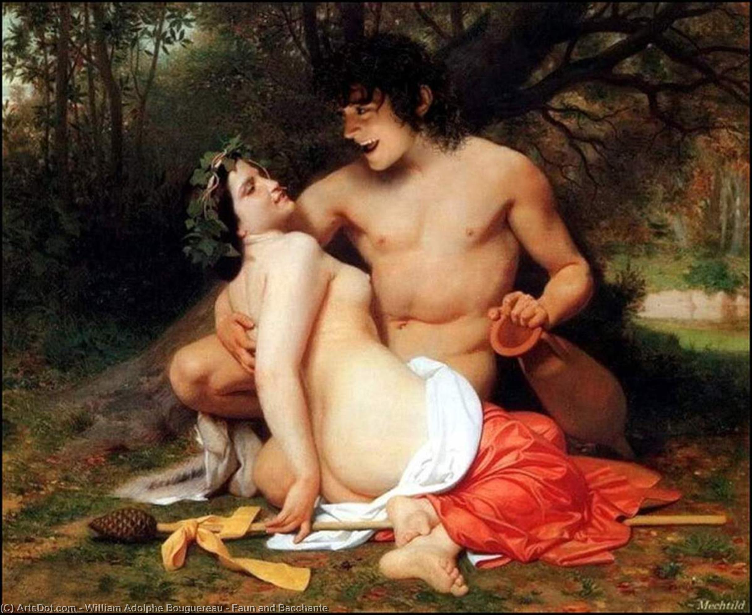 WikiOO.org – 美術百科全書 - 繪畫，作品 William Adolphe Bouguereau - 牧神和Bacchante