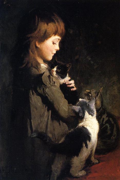 Wikioo.org - The Encyclopedia of Fine Arts - Painting, Artwork by Abbott Handerson Thayer - The Favorite Kitten