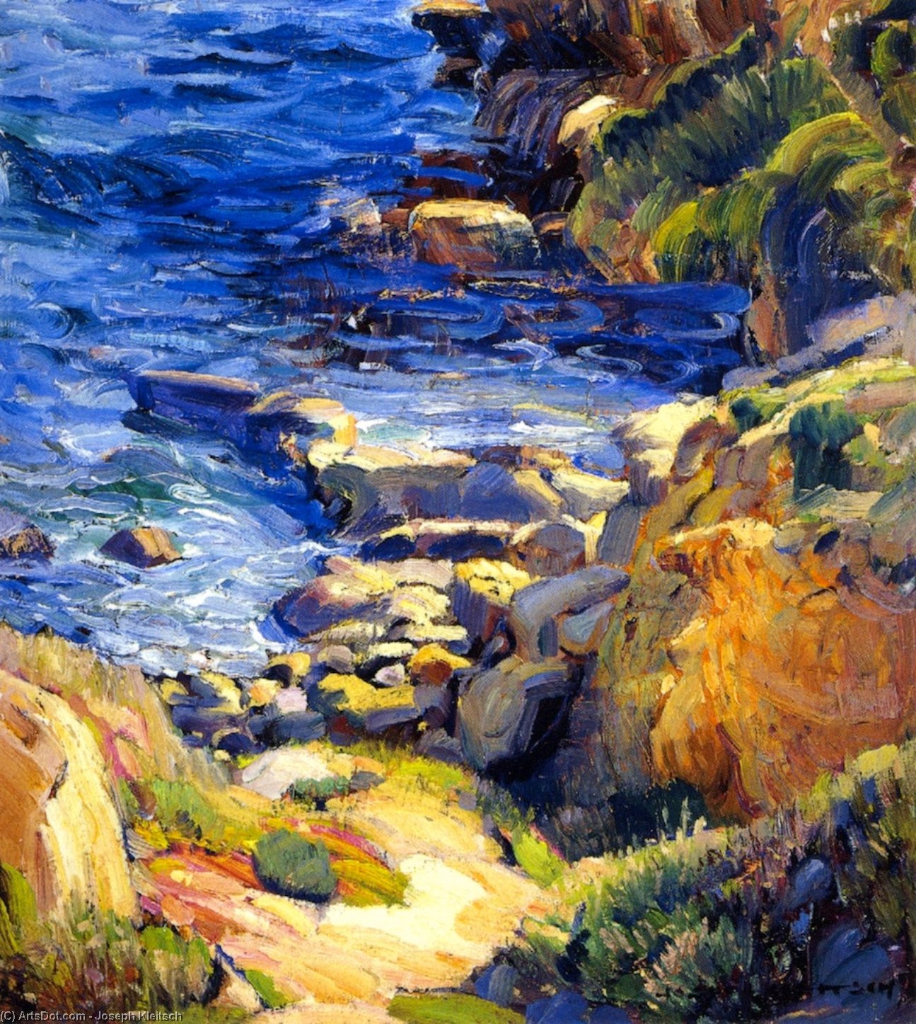 Wikioo.org - The Encyclopedia of Fine Arts - Painting, Artwork by Joseph Kleitsch - A Favorite Spot (also known as Fisherman's Cove, Laguna Beach)