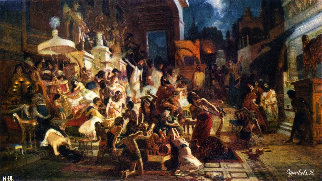 Wikoo.org - موسوعة الفنون الجميلة - اللوحة، العمل الفني Vasili Ivanovich Surikov - The Feast of Belshazzar