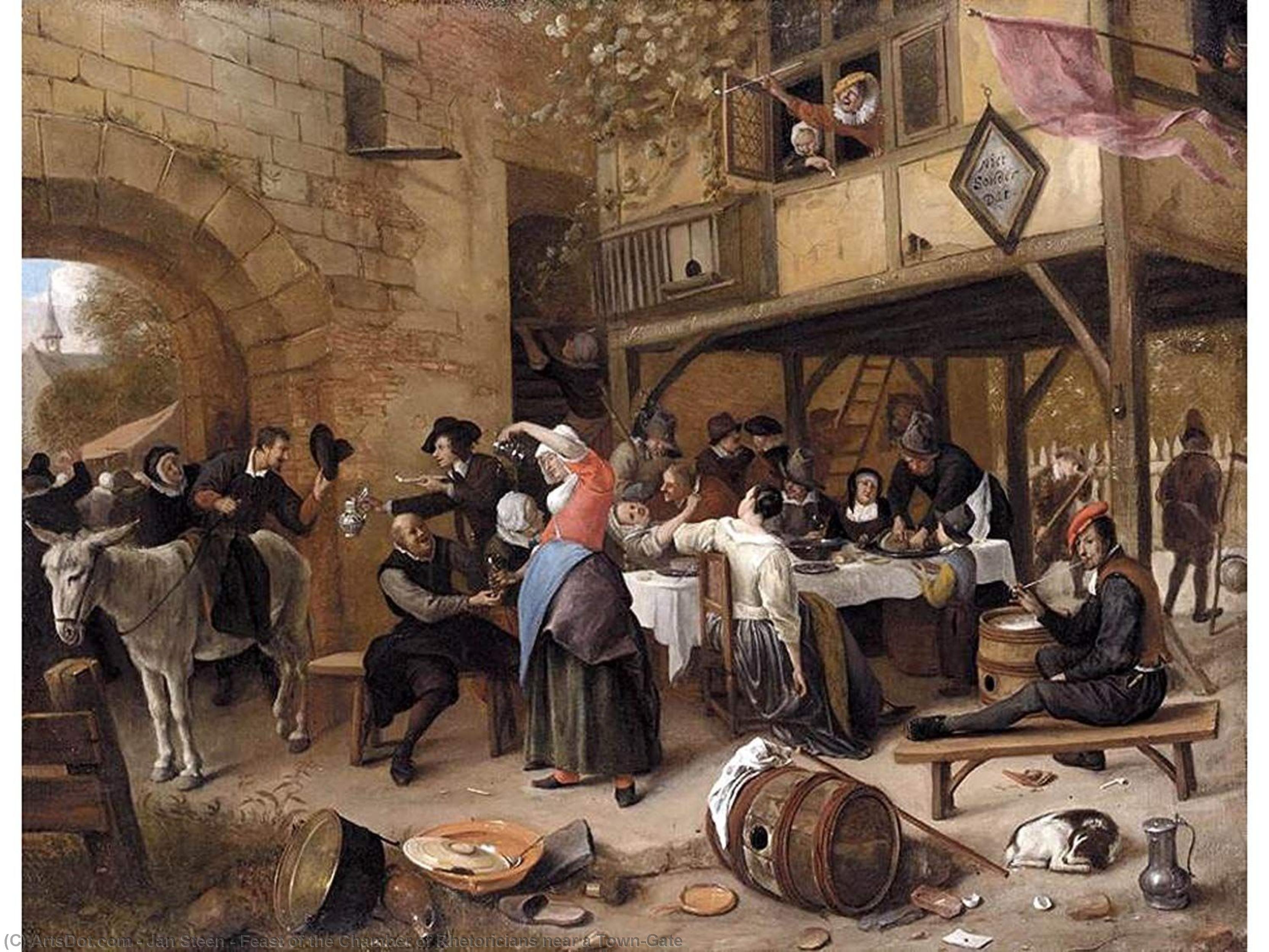 Wikioo.org - The Encyclopedia of Fine Arts - Painting, Artwork by Jan Steen - Feast of the Chamber of Rhetoricians near a Town-Gate