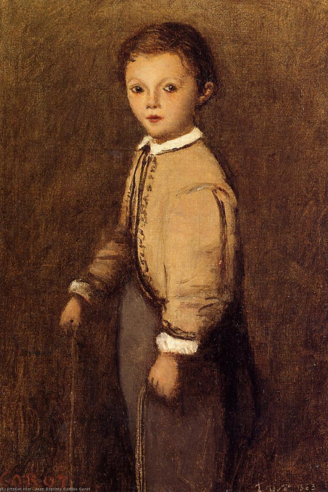 Wikioo.org - The Encyclopedia of Fine Arts - Painting, Artwork by Jean Baptiste Camille Corot - Fernand Corot, the Painter's Grand Nephew, at the Age of 4 and a Half Years