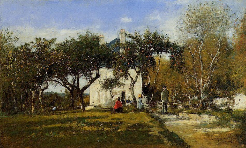 WikiOO.org - Εγκυκλοπαίδεια Καλών Τεχνών - Ζωγραφική, έργα τέχνης Eugène Louis Boudin - Fervaques, Garden and House of Monsieur Jacuette
