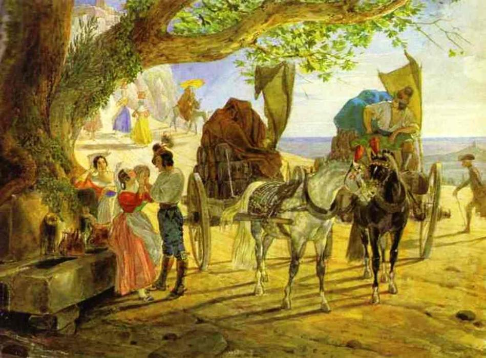Wikioo.org - The Encyclopedia of Fine Arts - Painting, Artwork by Karl Pavlovich Brulloff - Fete in Albano