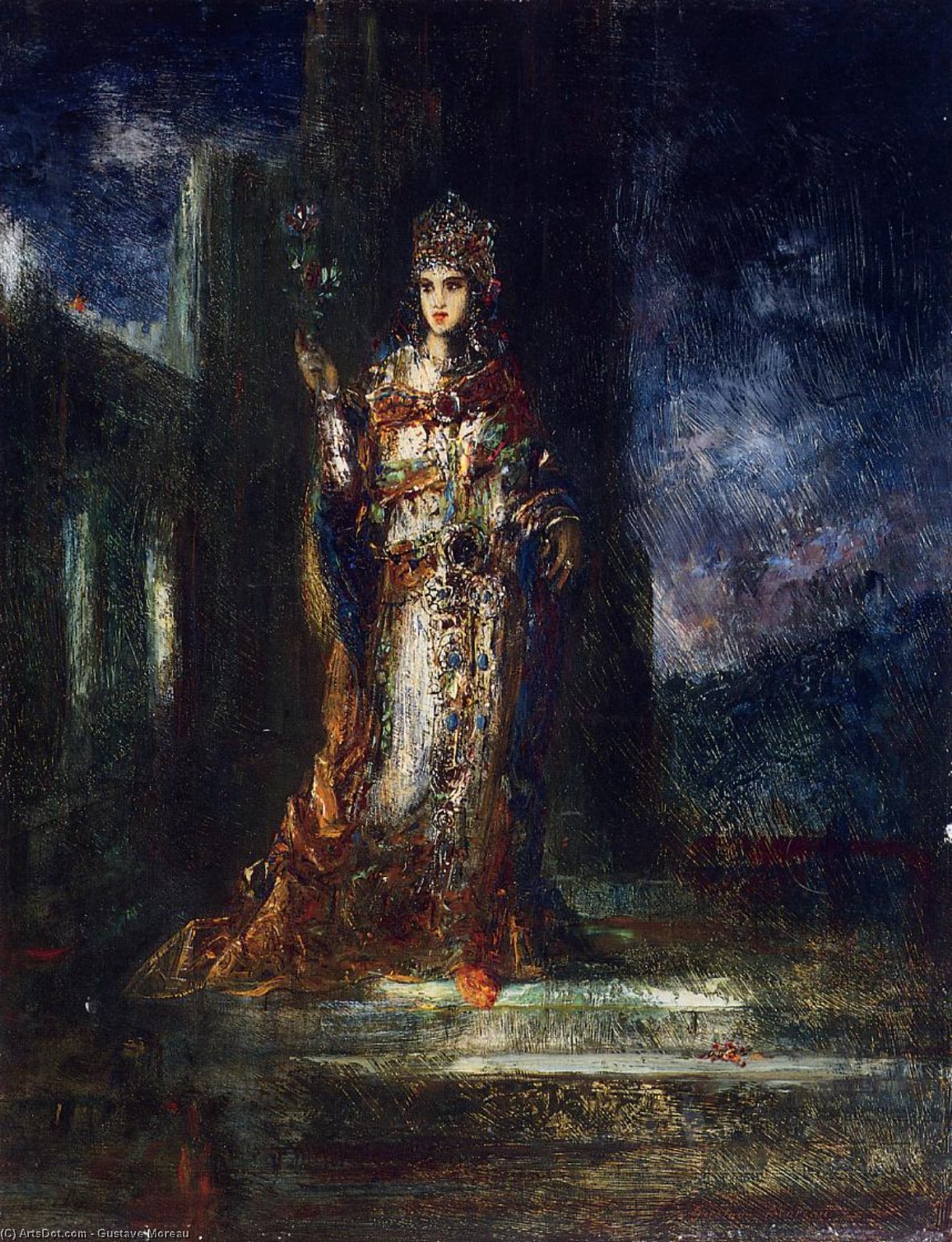 Wikioo.org - Bách khoa toàn thư về mỹ thuật - Vẽ tranh, Tác phẩm nghệ thuật Gustave Moreau - The Fiancee of the Night (also known as The Song of Songs)