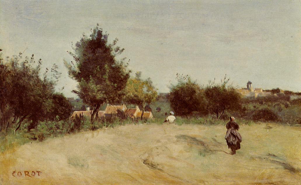 Wikioo.org - The Encyclopedia of Fine Arts - Painting, Artwork by Jean Baptiste Camille Corot - Field above the Village (also known as Marcoussis)