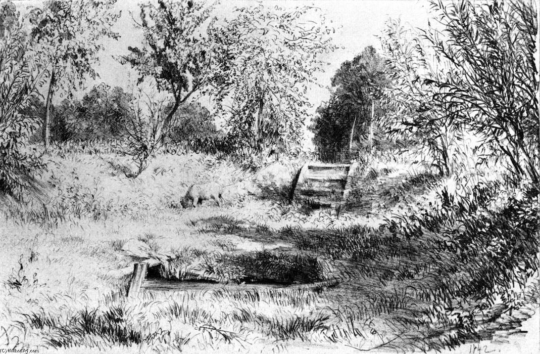 WikiOO.org - אנציקלופדיה לאמנויות יפות - ציור, יצירות אמנות Adolph Menzel - Fields, Trees and Sheep Grazing