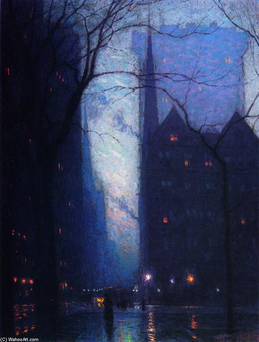 WikiOO.org - Encyclopedia of Fine Arts - Maľba, Artwork Lowell Birge Harrison - Fifth Avenue at Twilight