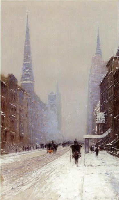 Wikioo.org - The Encyclopedia of Fine Arts - Painting, Artwork by Lowell Birge Harrison - Fifth Avenue in Winter