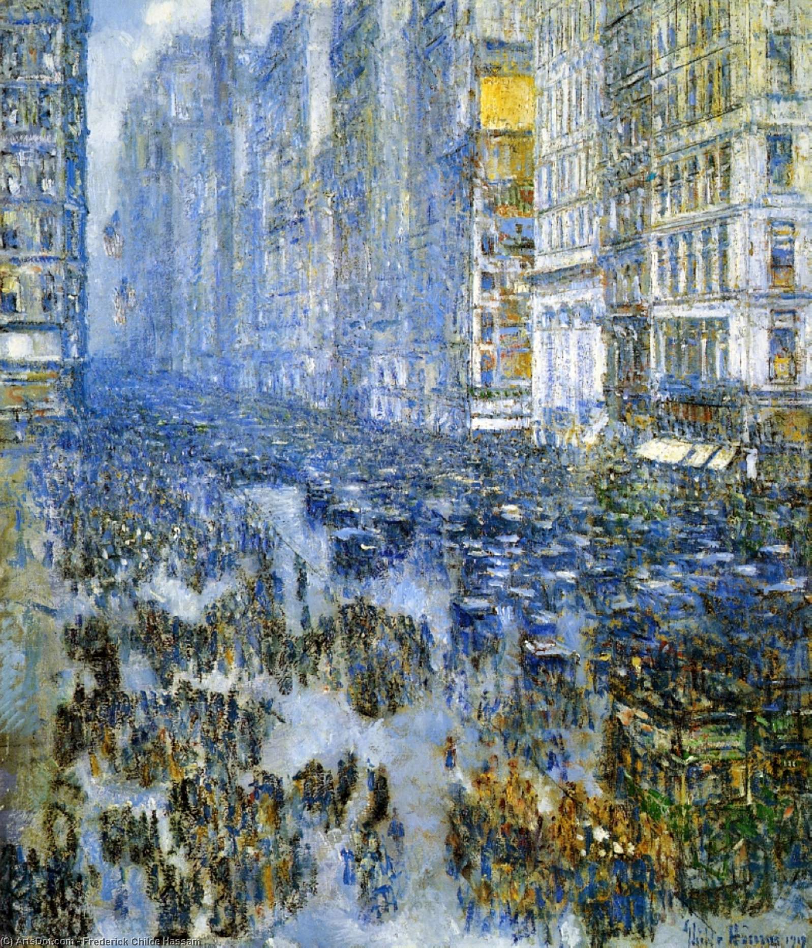 Wikioo.org - The Encyclopedia of Fine Arts - Painting, Artwork by Frederick Childe Hassam - Fifth Avenue in Winter