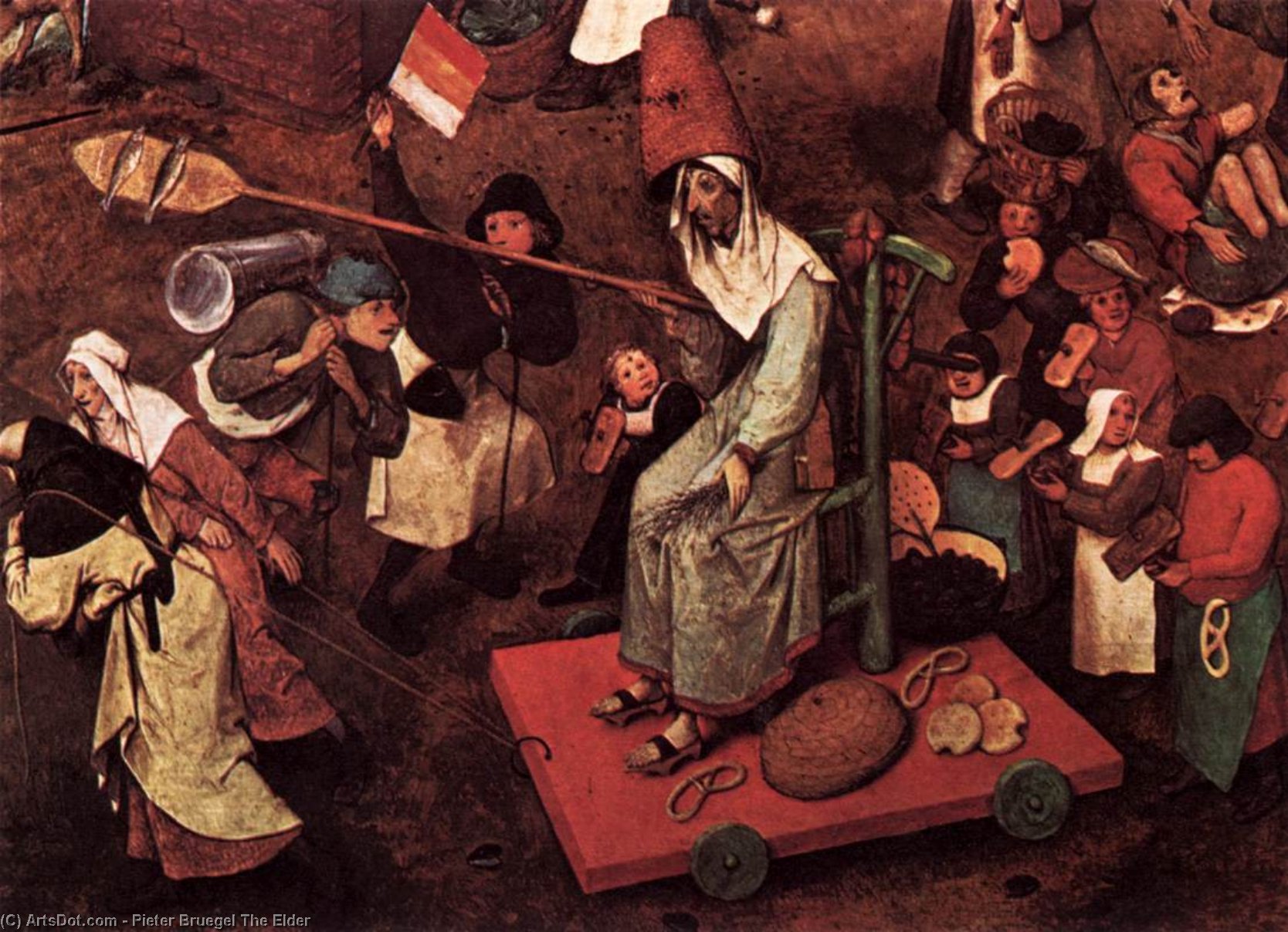 WikiOO.org - אנציקלופדיה לאמנויות יפות - ציור, יצירות אמנות Pieter Bruegel The Elder - The Fight between Carnival and Lent (detail)
