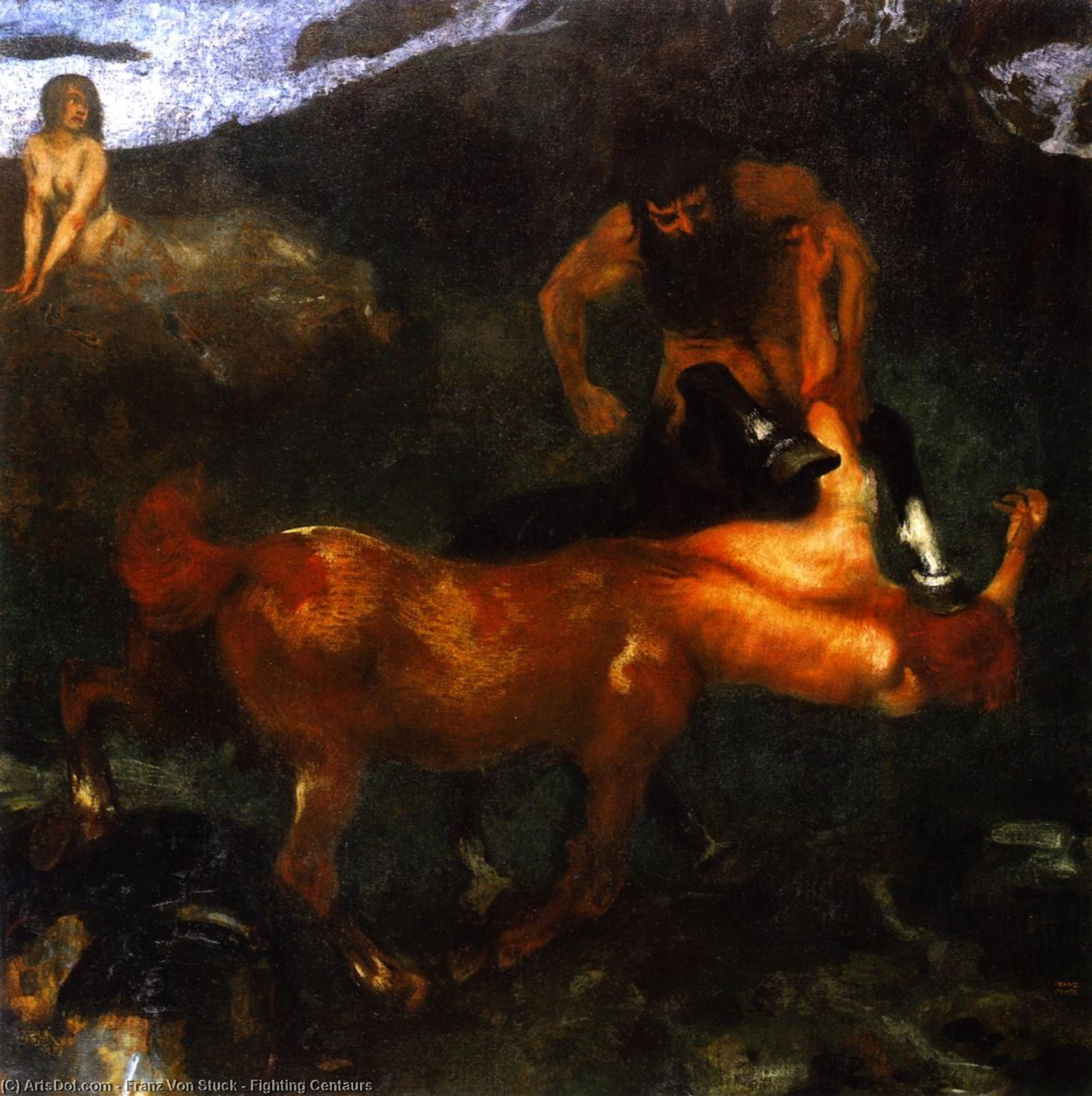 Wikioo.org - The Encyclopedia of Fine Arts - Painting, Artwork by Franz Von Stuck - Fighting Centaurs