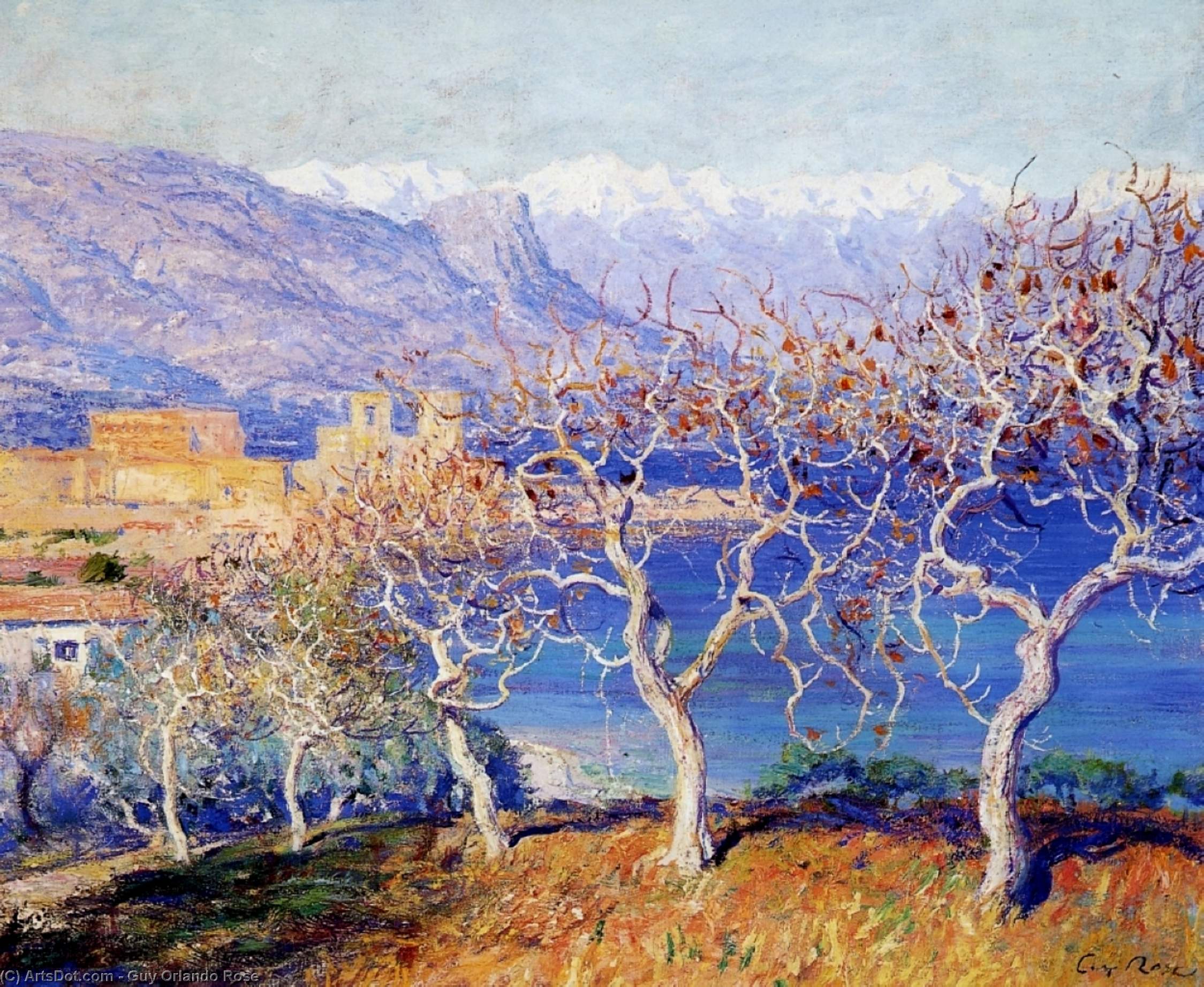 Wikioo.org - The Encyclopedia of Fine Arts - Painting, Artwork by Guy Orlando Rose - Fig Trees, Antibes