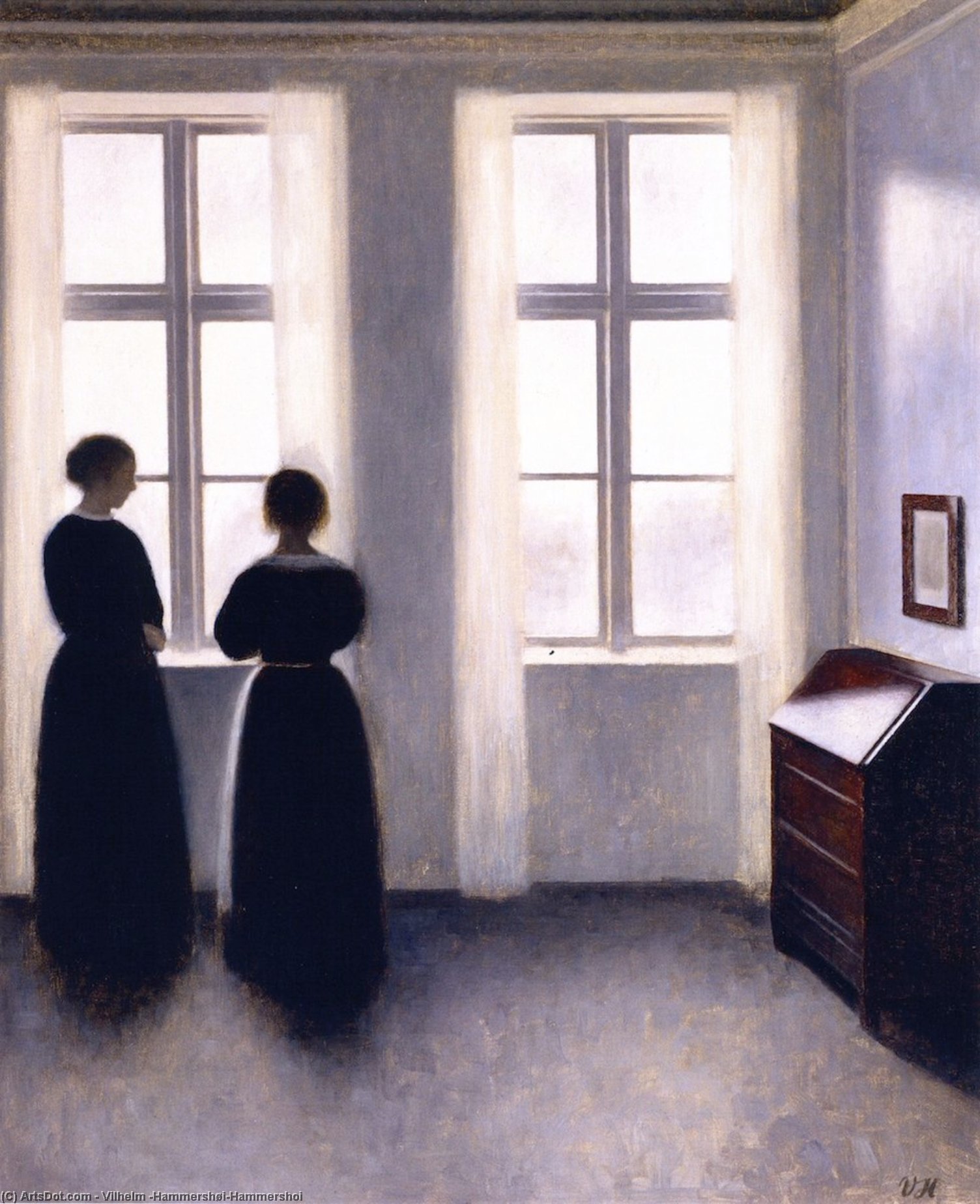 Wikioo.org - The Encyclopedia of Fine Arts - Painting, Artwork by Vilhelm (Hammershøi)Hammershoi - Figures by the Window