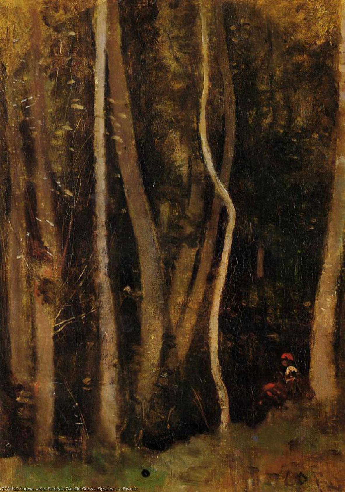 Wikioo.org - The Encyclopedia of Fine Arts - Painting, Artwork by Jean Baptiste Camille Corot - Figures in a Forest
