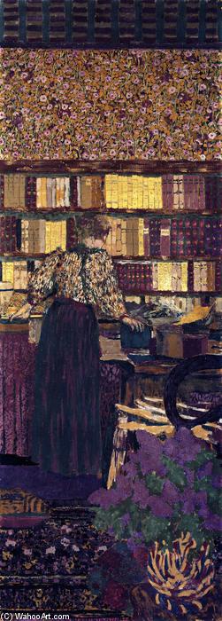 Wikioo.org - The Encyclopedia of Fine Arts - Painting, Artwork by Jean Edouard Vuillard - Figures in an Interior: Choosing a Book