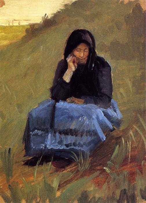 WikiOO.org - Encyclopedia of Fine Arts - Lukisan, Artwork Anna Kirstine Ancher - Figure Study for 'The Mission Meeting'