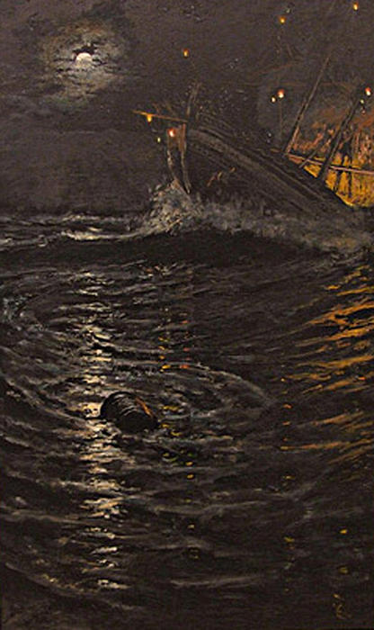 WikiOO.org – 美術百科全書 - 繪畫，作品 Antonio Muñoz Degrain -  火 在船上