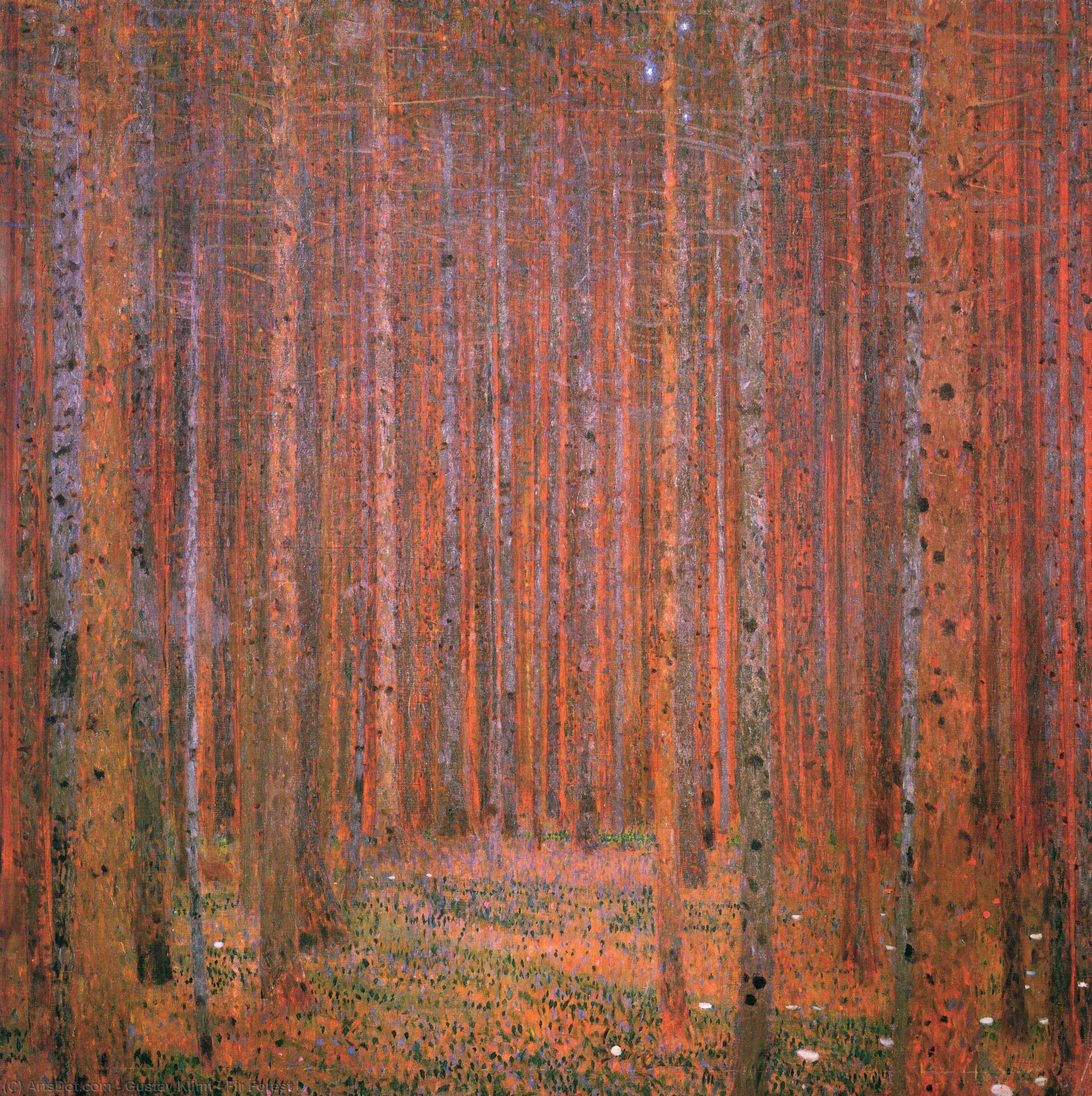 WikiOO.org - Encyclopedia of Fine Arts - Schilderen, Artwork Gustav Klimt - Fir Forest I