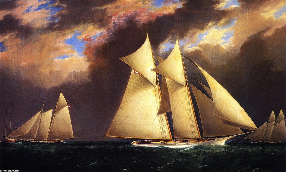 Wikioo.org - The Encyclopedia of Fine Arts - Painting, Artwork by James Edward Buttersworth - The First America's Cup Race, August 8, 1870