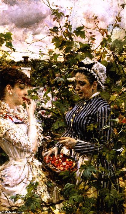 Wikioo.org - The Encyclopedia of Fine Arts - Painting, Artwork by Giovanni Boldini - First Fruits (also known as The Basket of Strawberries)