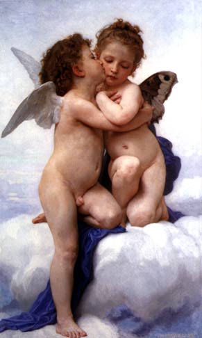 WikiOO.org - Εγκυκλοπαίδεια Καλών Τεχνών - Ζωγραφική, έργα τέχνης William Adolphe Bouguereau - The First Kiss
