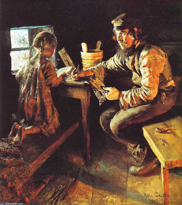 Wikioo.org - The Encyclopedia of Fine Arts - Painting, Artwork by Akseli Gallen Kallela - The First Lesson
