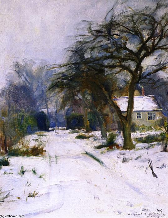 Wikioo.org - The Encyclopedia of Fine Arts - Painting, Artwork by Philip Alexius De Laszlo - The First of February, The Driveway at Littleworth Corner in the Snow