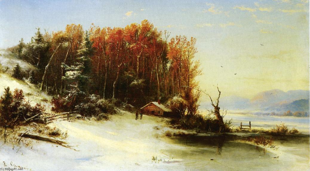 WikiOO.org - Енциклопедия за изящни изкуства - Живопис, Произведения на изкуството Régis François Gignoux - First Snow Along the Hudson