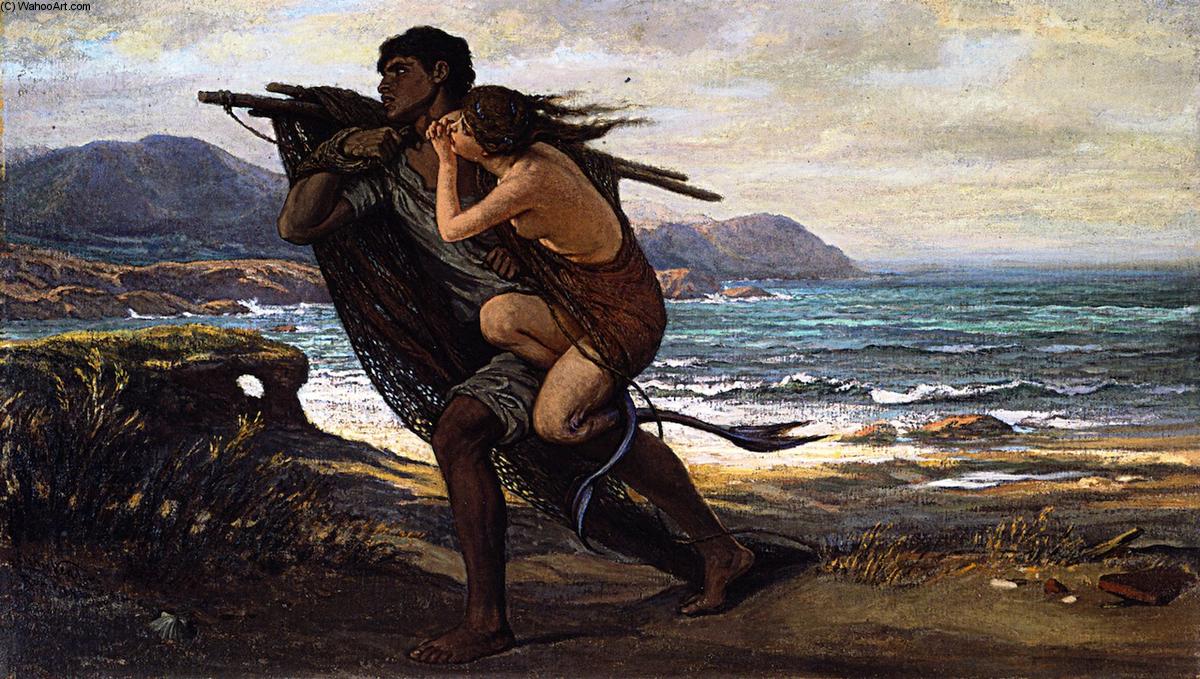 WikiOO.org - 백과 사전 - 회화, 삽화 Elihu Vedder - Fisherman and Mermaid