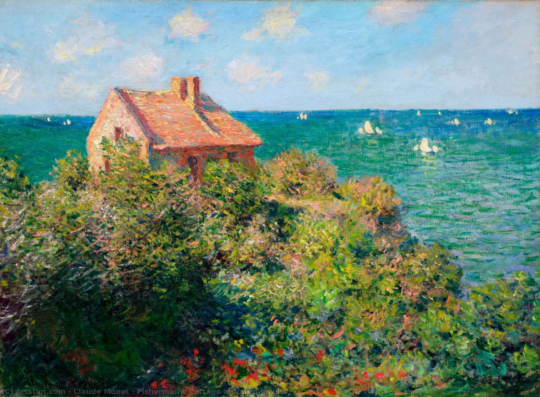 Wikioo.org – L'Enciclopedia delle Belle Arti - Pittura, Opere di Claude Monet - Fisherman's cottage a varengeville